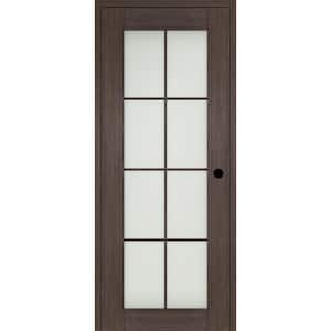 24 in. x 80 in. Vona Left-Hand 8-Lite Frosted Glass Vera Linga Oak Wood Composite Single Prehung Interior Door