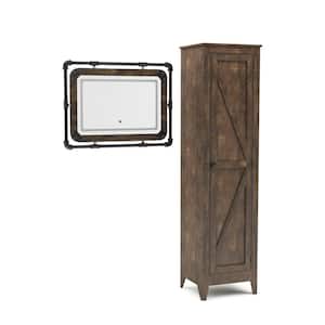 Barnabus Reclaimed Oak Accent Cabinet with LED Light Mirror
