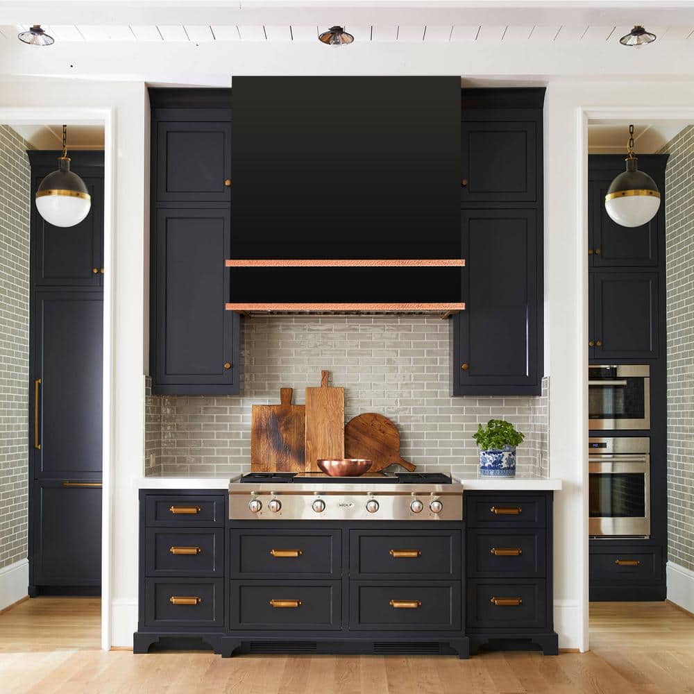 36'' Black and Copper Stainless Steel Wall Mounted Range Hood