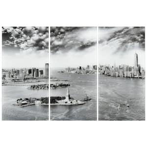 New York Skyline Frameless Free Floating Tempered Glass Graphic Scenic Spot Wall Art Set of 3, each 72" x 36"