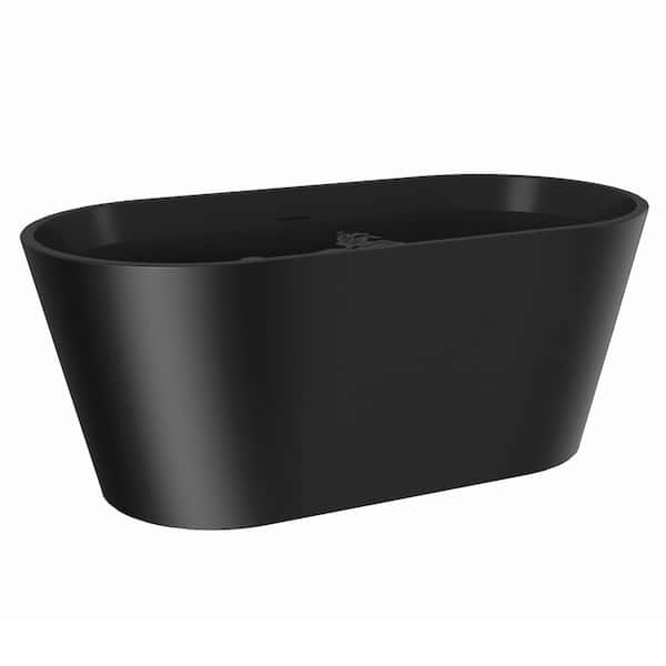 60 in. Acrylic Double Ended Flatbottom Non-Whirlpool Bathtub in Matte Black 60 in. Acrylic Double Ended Flatbottom Non-Whirlpool Bathtub in Matte Black