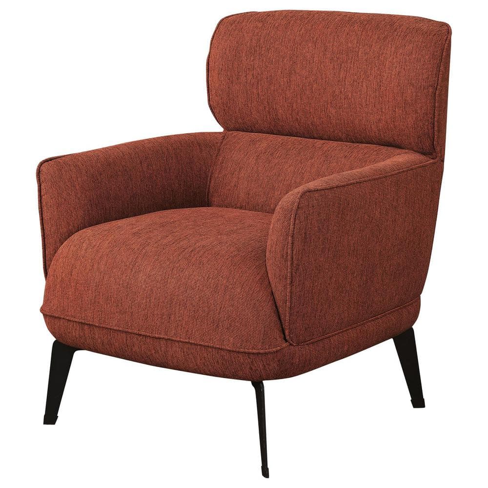 Andrea Orange Transitional Accent Chair with Black Metal Legs