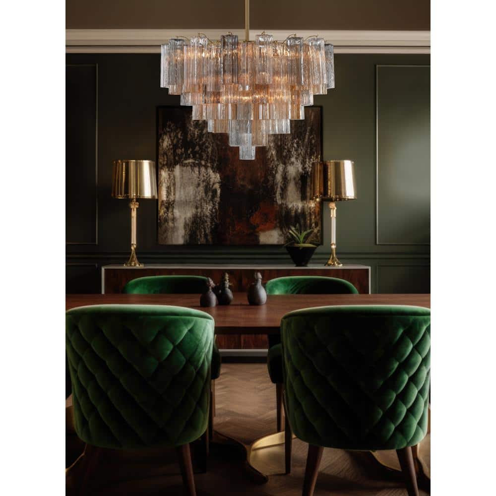 Addis Aged Brass and Tronchi Glass 16-Light Chandelier