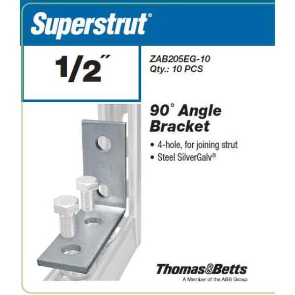 4-Hole 90 Degree Angle Strut Bracket - Silver Galvanized (ZAB205EG-10)