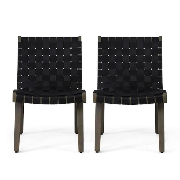 Anky Black Wood Outdoor Lounge Chair (Set of 2)