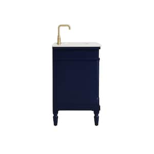 Timeless Home 36 in. W Single Bath Vanity in Blue with Marble Vanity Top in White and Brown Vein with White Basin