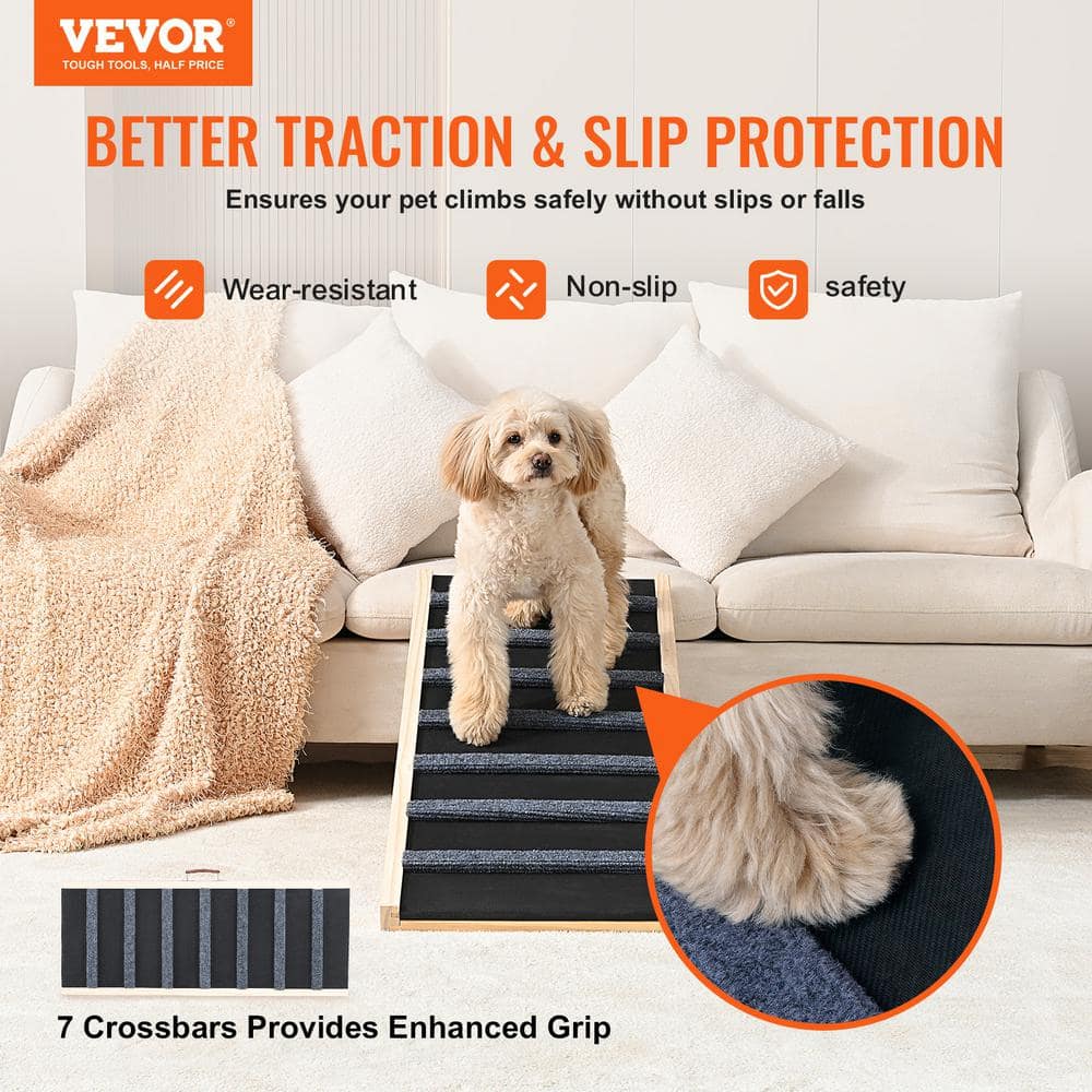 Adjustable Pine Wood Dog Ramp with Non-Slip Surface