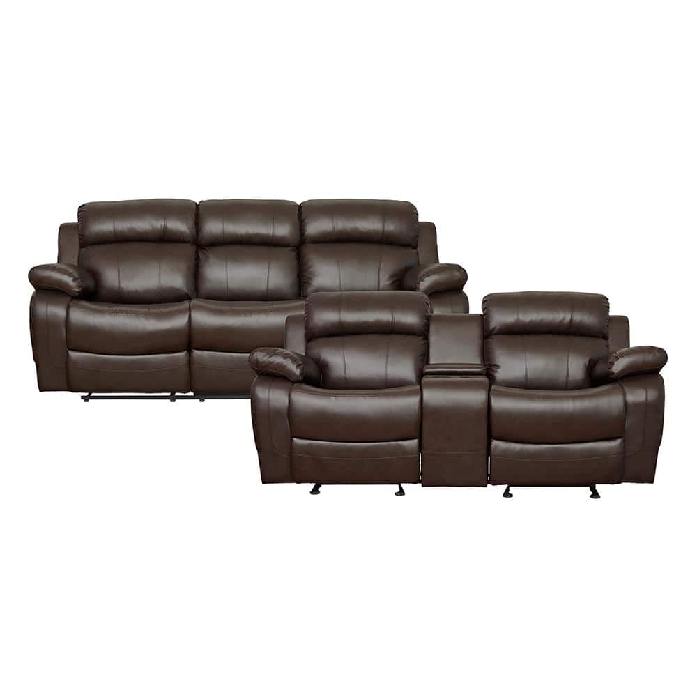 Alamo 86.5 in. W. Pillow Top Arm Faux Leather Rectangle 2-Piece Manual Recl