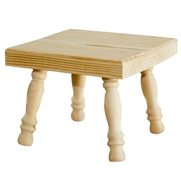 Houseworks Unfinished Wood Decor Square Stool with Turned Legs