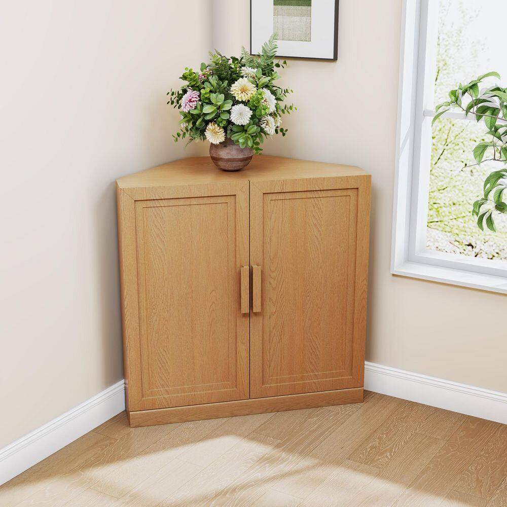 Solid Wood Light Brown 31 in. H Corner Cabinet Storage Cabinet with Adjustable Shelves price history on PriceWatchPro