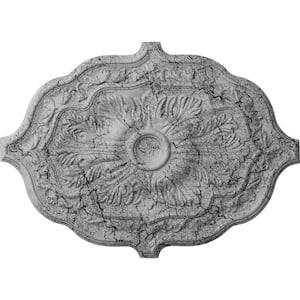 36 in. W x 26 in. H x 1-1/2 in. Pesaro Urethane Ceiling Medallion, Ultra-Pure White Crackle, Ultra Pure White Crackle