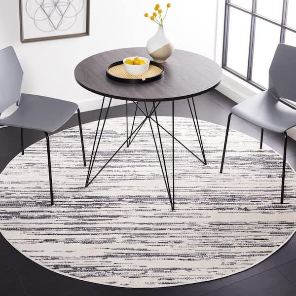 Alamo 7 ft. x 7 ft. Charcoal/Ivory Abstract Round Rug