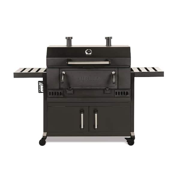 Masterbuilt 36 in. Charcoal Grill in Black with Storage Cabinet and Shelves