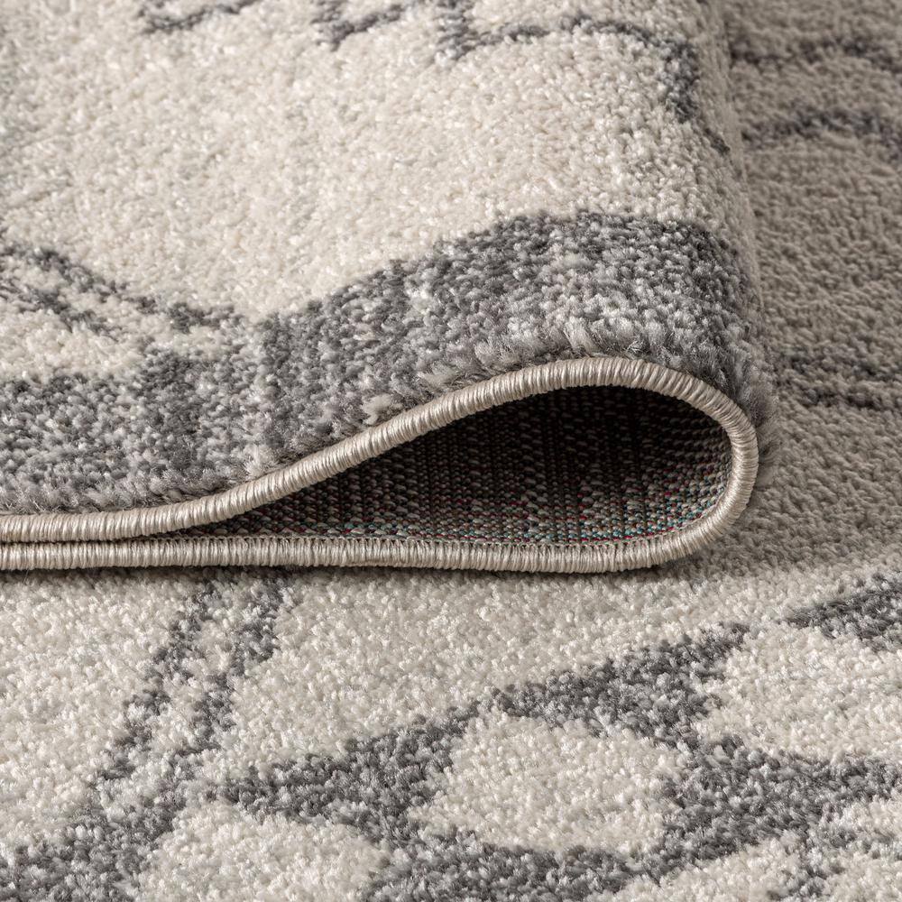 Cream and Gray Geometric Synthetic Square Area Rug