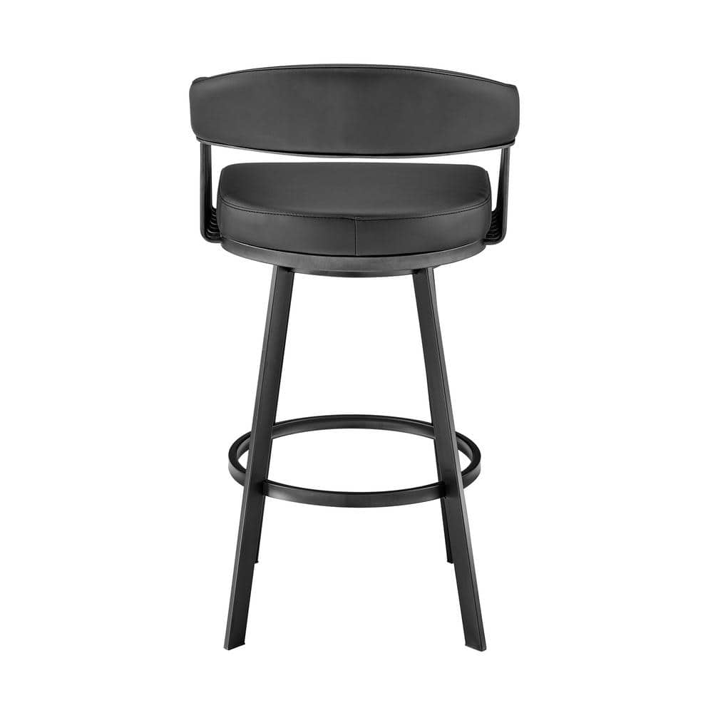 Chelsea Black Faux Leather Swivel Counter Stool