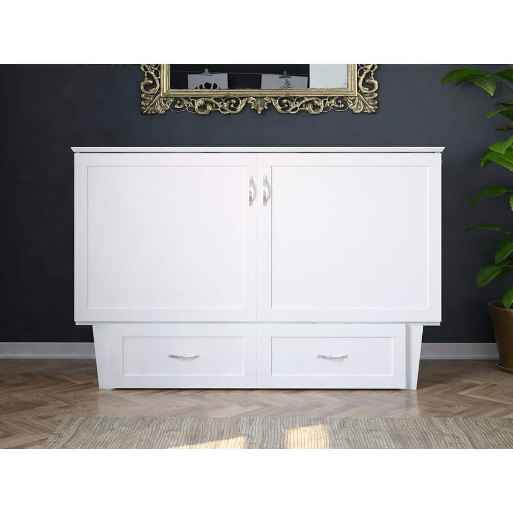 Queen-Sized Monroe Murphy Bed Chest with Single Drawer in White