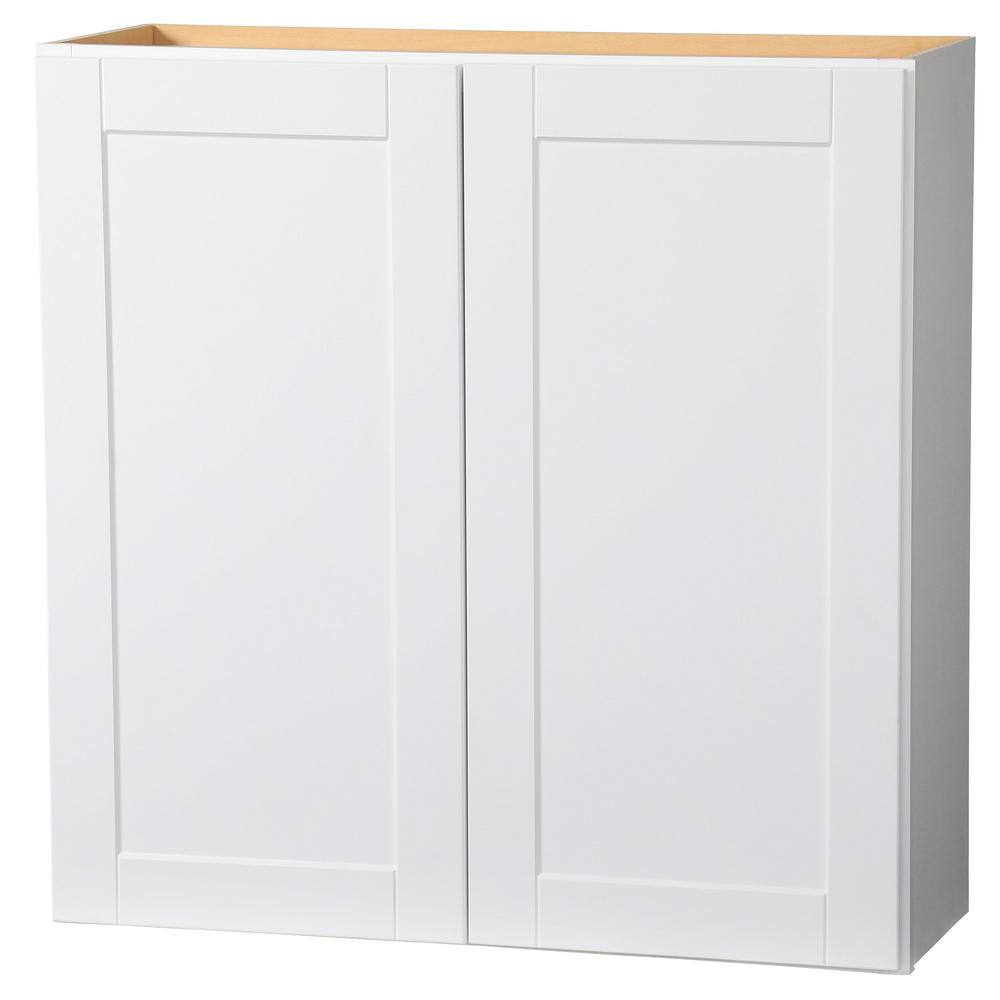 Hampton Bay Shaker Assembled 36x36x12 in. Wall Kitchen in Satin WhiteKW3636SSW The
