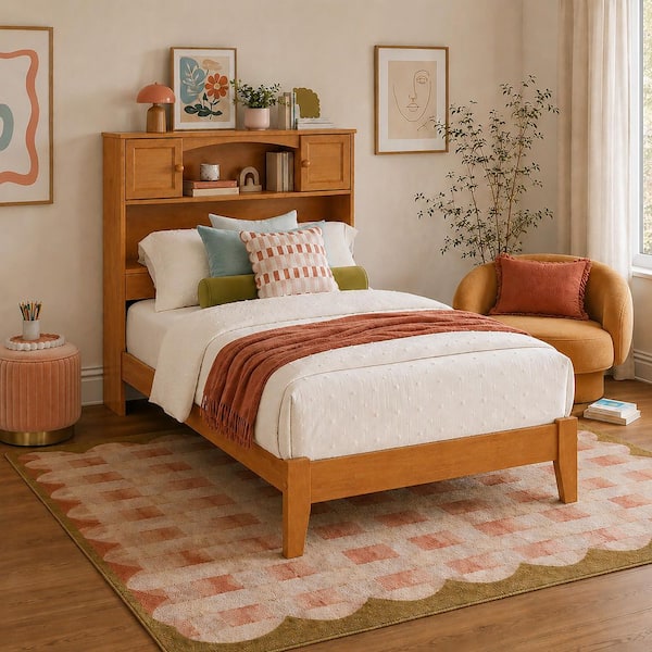 Denver Light Toffee Natural Brown Wood Frame Twin XL Panel Bed