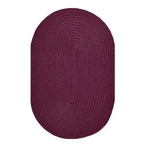 Country Braid Collection Burgundy Solid 30" x 50" Oval 100% Polypropylene Reversible Solid Area Rug