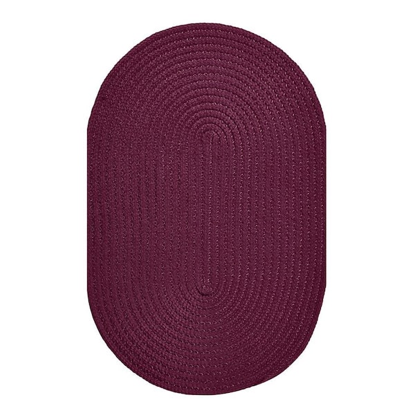 Better Trends Country Braid Collection Burgundy Solid 96" x 132" Oval 100% Polypropylene Reversible Solid Area Rug