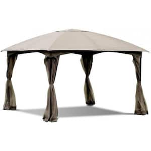 11.5 ft. x 11.5 ft. Brown Fully Enclosed Outdoor Gazebo with Removable 4 Walls