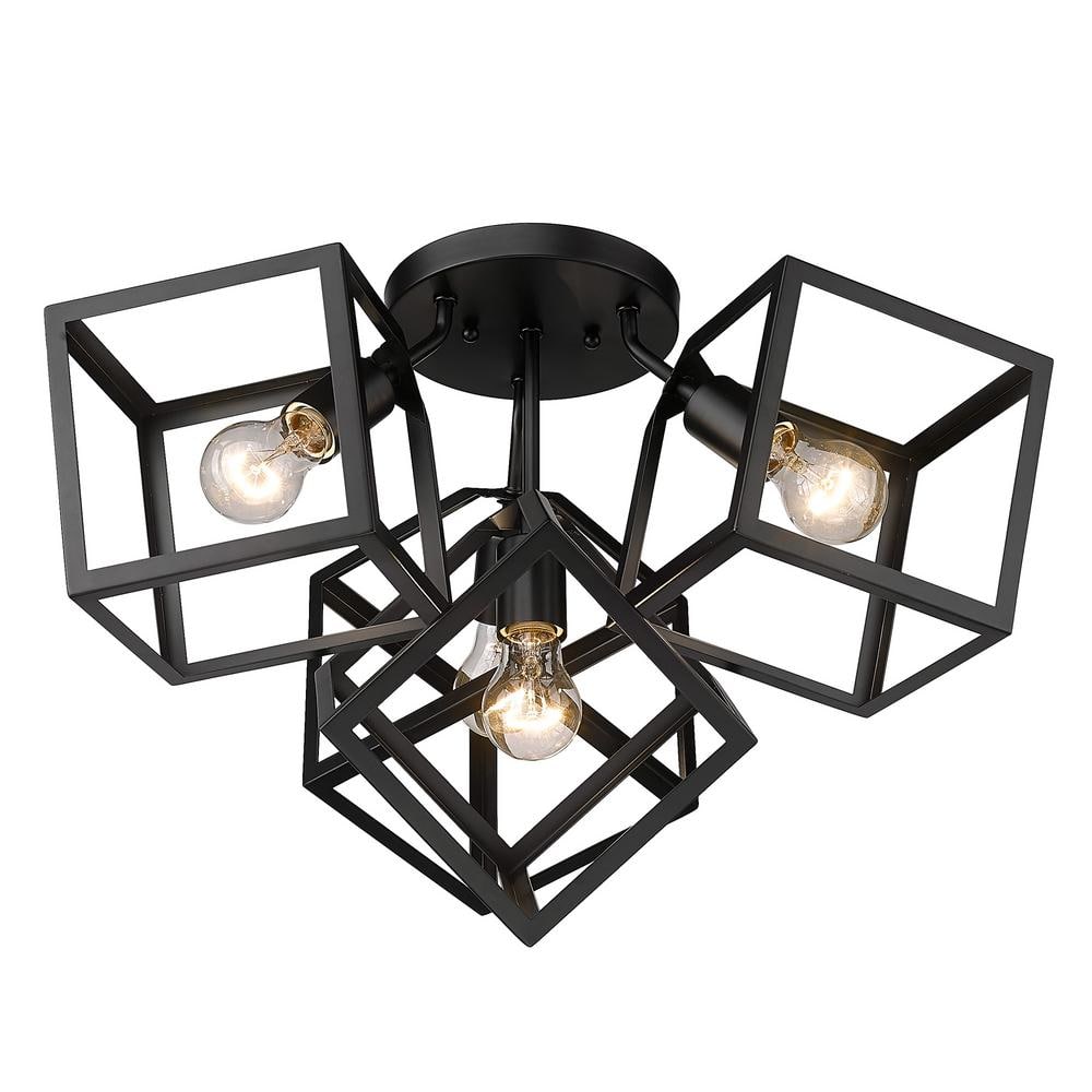 Cassio Matte Black Geometric 4-Light Semi-Flush Mount