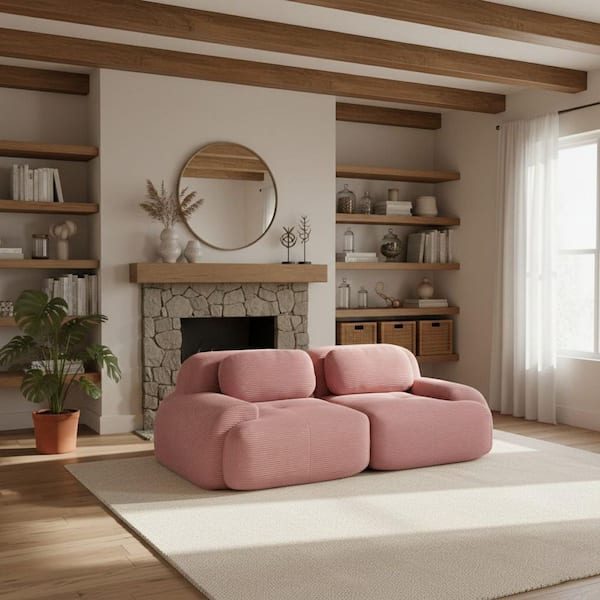 Homy Casa SMZO 81.8 in. Corduroy Modular Sectional Sofa with