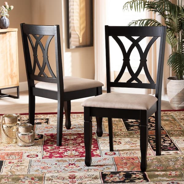 Baxton Studio Reneau Sand Wood Brown Dining Chairs Set of 2 162