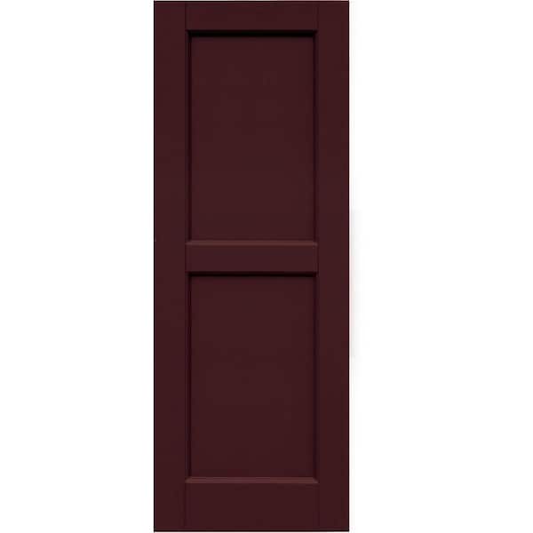 Winworks Wood Composite 15 in. x 41 in. Contemporary Flat Panel Shutters Pair #657 Polished Mahogany