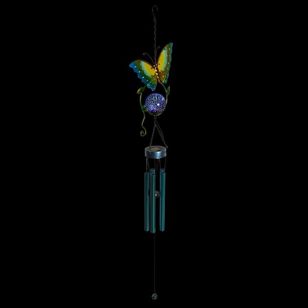 Alpine Corporation 48 in. Blue Metal Hanging Outdoor Butterfly 