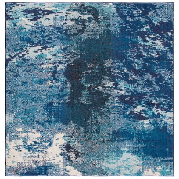 SAFAVIEH Madison Navy/Ivory 7 ft. x 7 ft. Abstract Gradient Square Area Rug