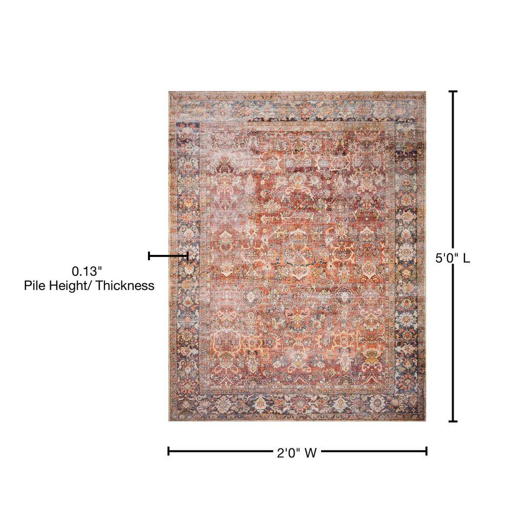 Layla Red and Blue Rectangular Synthetic Area Rug