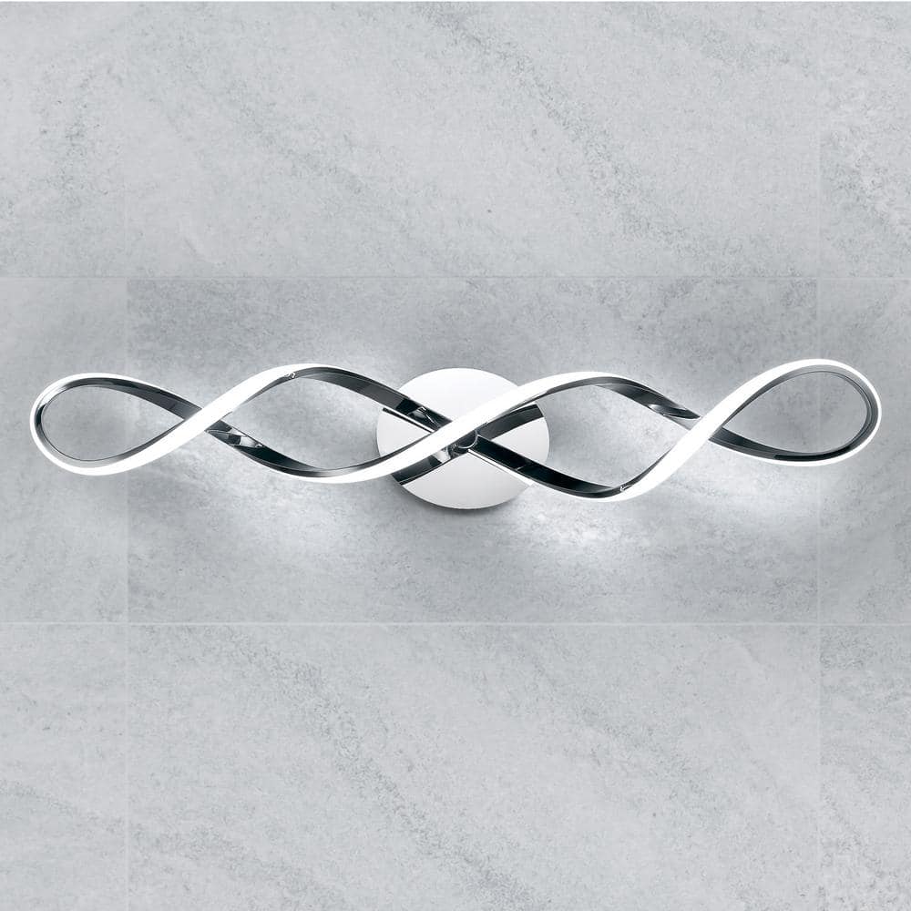Sleek Chrome Interlace 38" LED Vanity Wall Light with Dimming Feature
