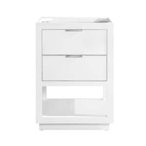 Allie 24 in. Bath Vanity Cabinet Only in White with Silver Trim