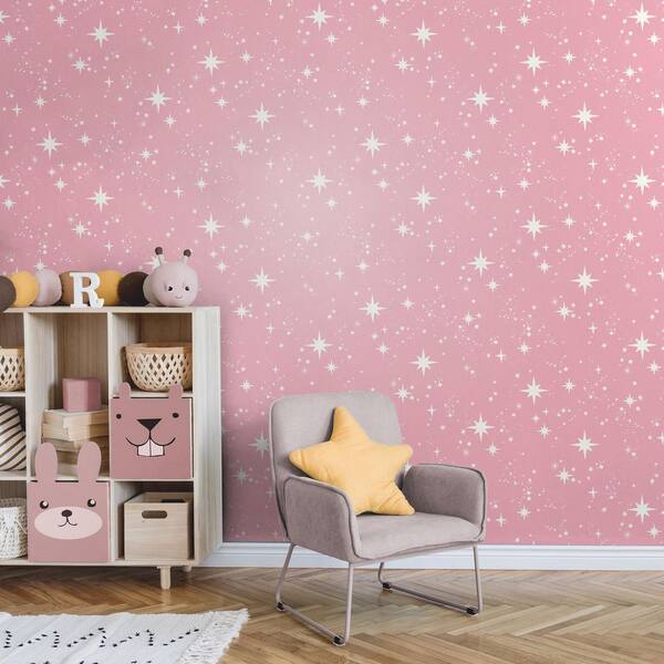 Twinkle Pink Starry Skies Wallpaper Sample