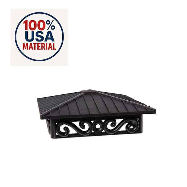 FENCE & DECK RITE Unique Design Post Caps, Fits Actual 4 x 4 Post, Reinforced Black Polypropylene (3-Pieces)