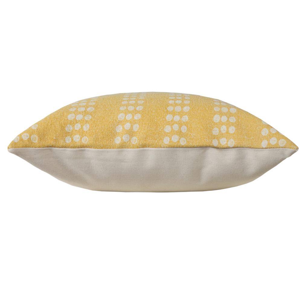 Yellow and White Cotton Polka Dot Throw Pillow