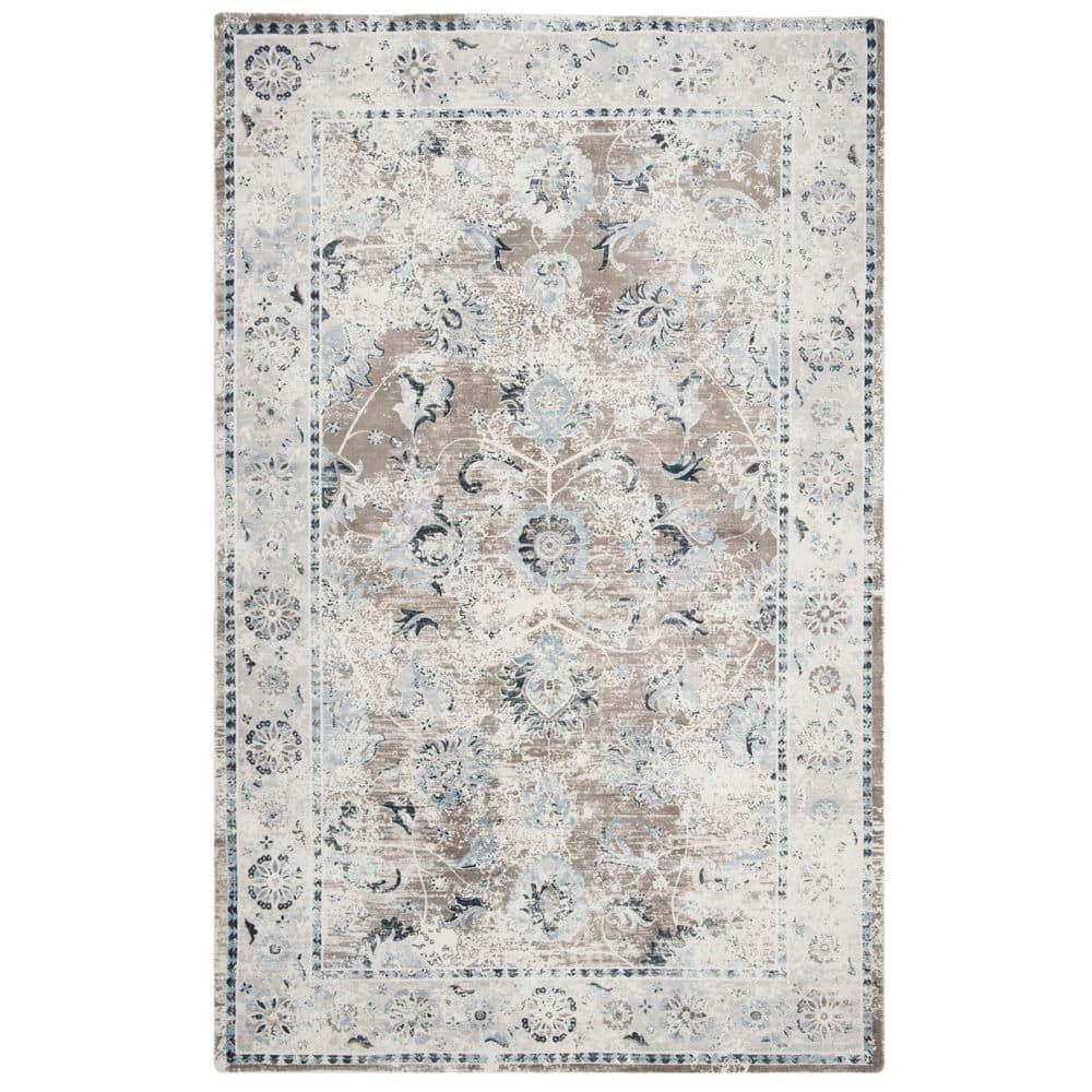Mirage 6 ft. x 9 ft. Blue/Charcoal Distressed Floral Border Area Rug price history on PriceWatchPro