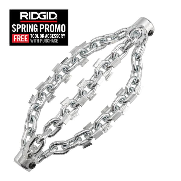 FlexShaft Wall-to-Wall Drain Cleaning Machine Accessory, 4 in. Triple Carbide Tipped Chain Knocker for 4 in. Pipes