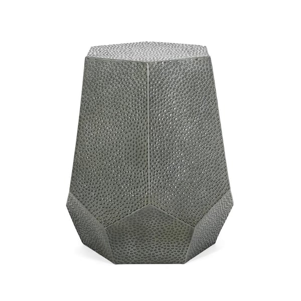 Unbranded Metal Modern Hammered Iron Geometric Side Table, Brushed Antique Silver