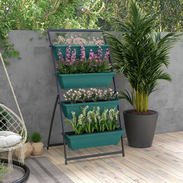 Seafuloy Green 63.8 in. 4-Tier Plant Stand Grow Container with