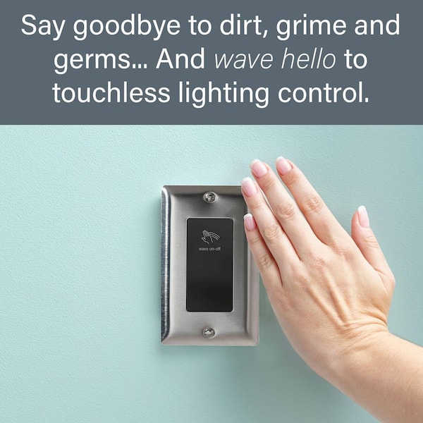 Wave 10 Amp 120/277 Volt 1/4 HP Single-Pole/3-Way Commercial Rated Touchless Specialty Light Switch, Black