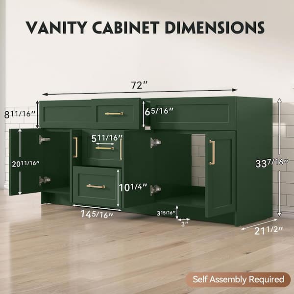 Zeafive Mox 72 in. W Double Bathroom Vanity Cabinet without Top in