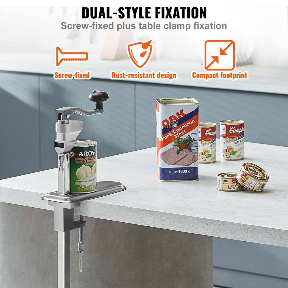 Commercial Steel Table Clamp Manual Can Opener with Ergonomic Handle