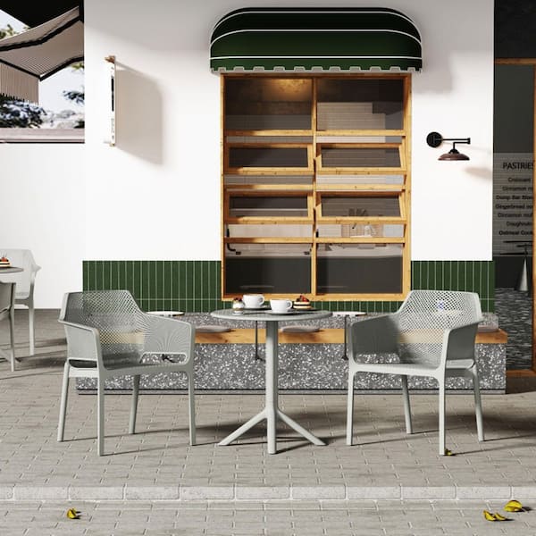 3-Piece Light Grey Plastic Outdoor Dining Set