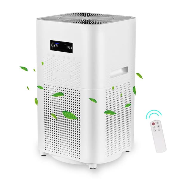 Edendirect 3000 sq. ft. H13 HEPA-True Personal Console Air Purifier in Whites with 12H Timer, 5-Fan Modes, Sleep Mode and Remote