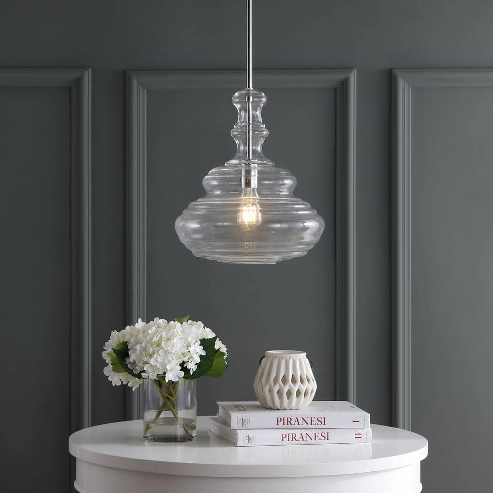 Bettina 13.37" Chrome Polished Clear Glass LED Pendant
