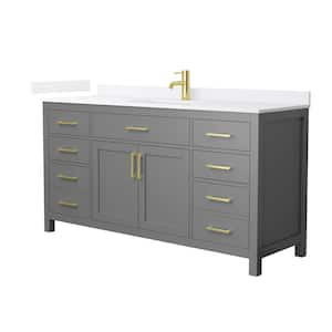 Beckett 66 in. Single Freestanding Dark Gray Bath Vanity with White Quartz Top Unassembled