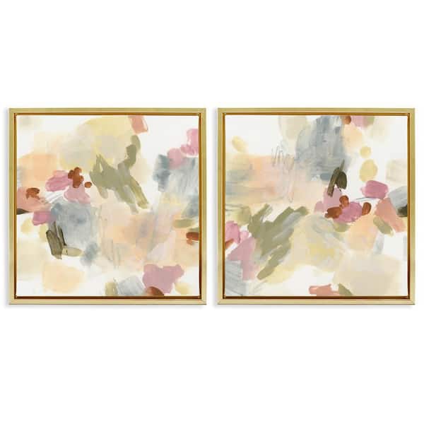 Stupell Industries Restless Abstract Splotches by June Erica Vess 2-Pieces Gold Floater Frame Abstract Graphic Art Print 18 in. x 18 in.