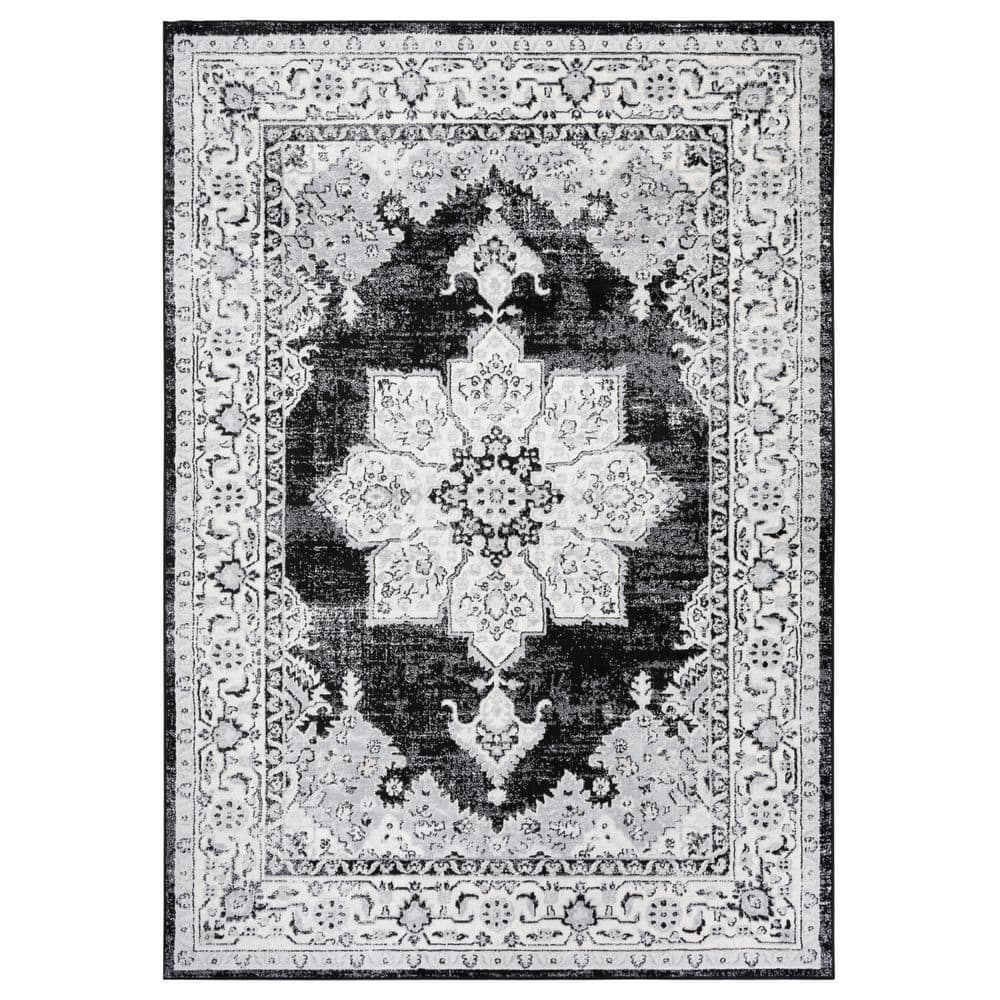 Brentwood 4 ft. x 6 ft. Ivory/Black Medallion Floral Border Area Rug price history on PriceWatchPro